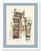 Lisbon Portugal - Tower of Belem - Menu Cover - c. 1960's - Fine Art Prints & Posters