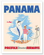 Panama - Pacifica International Airways - Big Game Fishing - c. 1957 - Giclée Art Prints & Posters