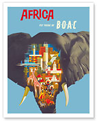 Africa - Fly There by BOAC (British Overseas Airways Corporation) - c. 1959 - Fine Art Prints & Posters