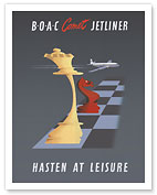 Comet Jetliner - Hasten at Leisure - BOAC (British Overseas Airways Corporation) - c. 1952 - Fine Art Prints & Posters