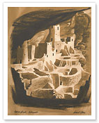 Mesa Verde, Colorado - Native American Cliff Dwellings - Menu Cover - c. 1969 - Fine Art Prints & Posters