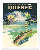 Province of Quebec (La Province de Québec) - Fly Fishing Fisherman - c. 1930 - Fine Art Prints & Posters