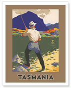 Tasmania - Australia - Mountain Lake Fly Fishing - c. 1933 - Fine Art Prints & Posters