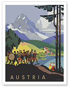 Austria - Brass Band by Lake Wolfgang Salzkammergut - c. 1930 - Fine Art Prints & Posters