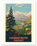 Banff Springs Hotel - Canadian Rockies - Canadian Pacific Railway - c. 1930's - Fine Art Prints & Posters