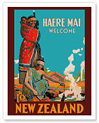 Haere Mai (Welcome) to New Zealand - Native Maori Women - c. 1920 - Fine Art Prints & Posters