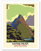 Mitre Peak (Maori Rahotu) - Milford Sound, New Zealand - c. 1930's - Fine Art Prints & Posters