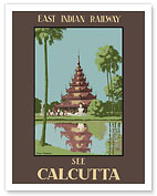 See Calcutta, India - Burmese Pagoda in Eden Gardens - East Indian Railway - c. 1930 - Fine Art Prints & Posters