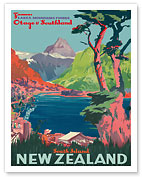 South Island, New Zealand - Otago & Southland - New Zealand Railways - c. 1930's - Fine Art Prints & Posters
