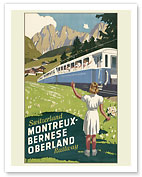 Switzerland - Montreux-Bernese Oberland Railway - The Chocolate Route - c. 1940 - Fine Art Prints & Posters