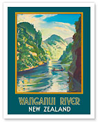Wanganui River New Zealand - Gorge Boat Paddling - c. 1930 - Fine Art Prints & Posters