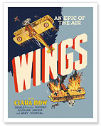 Wings - An Epic of the Air - Starring Clara Bow and Gary Cooper - First Oscar Winner for Best Picture - c. 1927 - Giclée Art Prints & Posters
