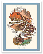 Toledo, Spain - Menu Cover - c. 1950's - Fine Art Prints & Posters