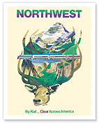 Northwest - By Rail Takes You Clear Across America - c. 1972 - Giclée Art Prints & Posters