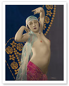 Standing Nude - Classic Vintage French Nude - Hand-Colored Tinted Art - c. 1910's - Fine Art Prints & Posters