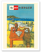 Spain - British European Airways (BEA) - Boats & Fishermen at the Beach - c. 1956 - Fine Art Prints & Posters