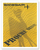 Middle East (Proche Orient) - Swissair - Camel Shadow on Desert Sand - c. 1956 - Fine Art Prints & Posters