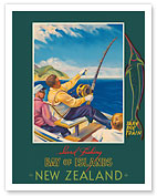 Bay of Islands - New Zealand - Sword Fishing - New Zealand Railways - c. 1930 - Fine Art Prints & Posters