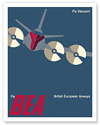 Fly Vickers Viscount - British European Airways (BEA) - c. 1956 - Fine Art Prints & Posters