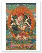 Mahakala Shadbhuja Sita (White Lord with Six Hands) - Tantric Wealth Deity - Fine Art Prints & Posters