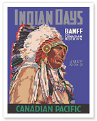 Banff, Canadian Rockies - Indian Days - Canadian Pacific Railway - c. 1930's - Giclée Art Prints & Posters