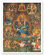 Vajrabhairava with Vajra Vetali - Buddhist Deity - c. 1800's - Fine Art Prints & Posters