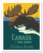 Canada for Big Game - Canadian Pacific Railway - Moose - c. 1939 - Giclée Art Prints & Posters