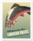 Trout Fly Fishing - Canadian Pacific Railway - Brook Trout Fish - c. 1942 - Fine Art Prints & Posters