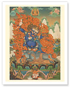 Yamaraja (King of the Dead) - Dharmapala Protective Deity - with Sister Yami - Fine Art Prints & Posters