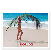 Beauty On Beach With Palm Frond - Fiorucci - Fine Art Prints & Posters