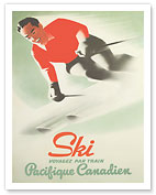 Ski - Travel by Train (Voyagez Par Train) - Canadian Pacific Railway - c. 1950's - Fine Art Prints & Posters