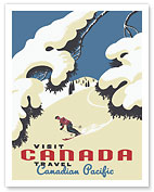 Visit Canada - Skiing - Travel Canadian Pacific - c. 1955 - Fine Art Prints & Posters
