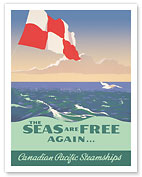 The Seas are Free Again - Canadian Pacific Steamships - c. 1945 - Fine Art Prints & Posters