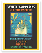 White Empress of the Pacific - To And From The Orient - Canadian Pacific Steamships - c. 1930 - Fine Art Prints & Posters