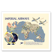 Imperial Airways - World Route Map - c. 1937 - Fine Art Prints & Posters