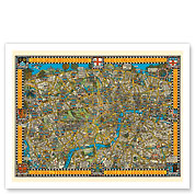 The Famous Wonderground Map of London Town, England - Underground Railways - c. 1915 - Fine Art Prints & Posters