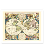 Novissima Totius Terrarum Orbis Tabula - Double Hemisphere World Map - c. 1658 - Fine Art Prints & Posters