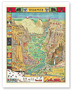 Yosemite Valley - National Park - Pictorial Map - c. 1931 - Fine Art Prints & Posters