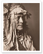 Hidatsa Man Wearing White Duck Headdress - North American Indian - c. 1908 - Giclée Art Prints & Posters