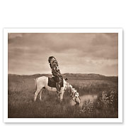 Oasis in the Badlands, North Dakota - Red Hawk, Oglala American Indian Warrior - c. 1905 - Giclée Art Prints & Posters