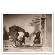Cleaning Wheat - Tewa Tribe Women - San Juan Pueblo, New Mexico - c. 1905 - Giclée Art Prints & Posters