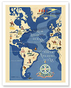 Western Hemisphere Air Routes - BOAC British Overseas Airways Corporation - c. 1949 - Fine Art Prints & Posters