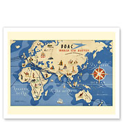 Eastern Hemisphere Air Routes - BOAC British Overseas Airways Corporation - c. 1949 - Fine Art Prints & Posters