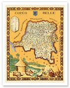 Belgian Congo (Congo Belge) - Africa - Pictorial Map - c. 1949 - Fine Art Prints & Posters