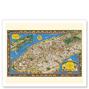 Wondrous Isle of Manhattan, New York - Pictorial Map - c. 1926 - Giclée Art Prints & Posters