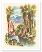 Southern California - Horseback Riders, Mountains and Palm Trees - c. 1968 - Fine Art Prints & Posters