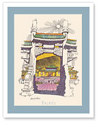 Taipei - Taiwan - National Palace Museum Gate - Menu Cover - c. 1960's - Fine Art Prints & Posters