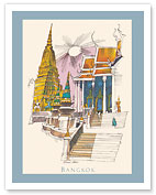 Bangkok, Thailand - Temple of the Dawn - Menu Cover - c. 1950's - Fine Art Prints & Posters