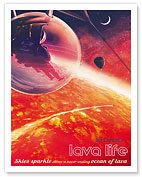 Lava Life - 55 Cancri e - Skies Sparkle Above a Never Ending Ocean of Lava - Fine Art Prints & Posters
