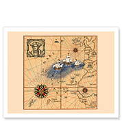 Christopher Colombus 1436-1506 - Trans-Atlantic Map - c. 1927 - Giclée Art Prints & Posters